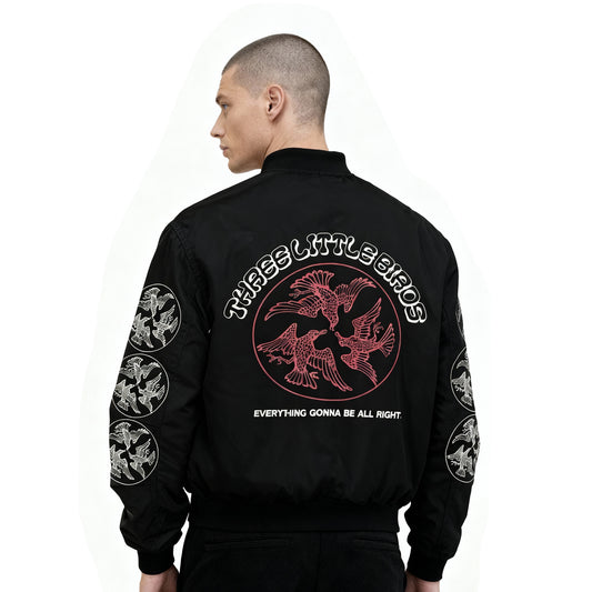 Graphic Bomber Jacket - 'Three Little Birds' Design